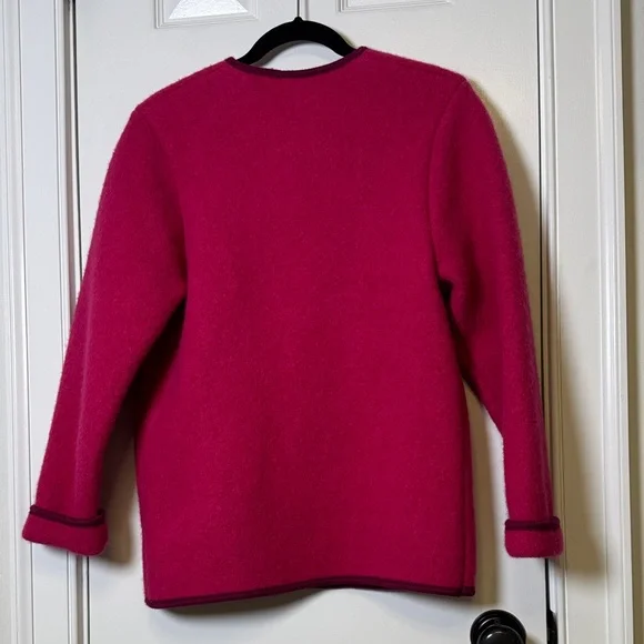 Vintage Giesswein Austrian Wool Jacket Pink Boiled Wool Made in Austria S/M - Picture 11 of 14